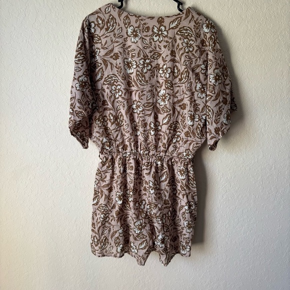 Baltic Born | Women's Boho Floral 100% Cotton Connor Romper Size XL Pink Tan - Picture 5 of 9